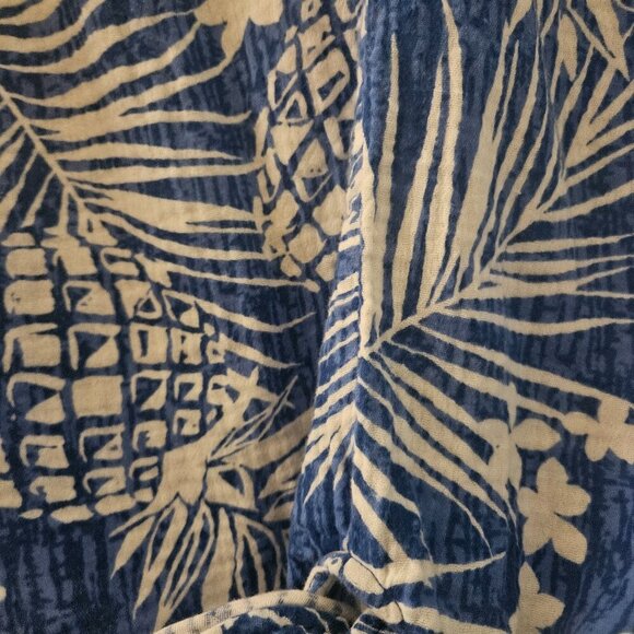 Ruby Boho Vacay tropical 100% cotton Vacay Cruise blue white shirt tie front M - Picture 5 of 7